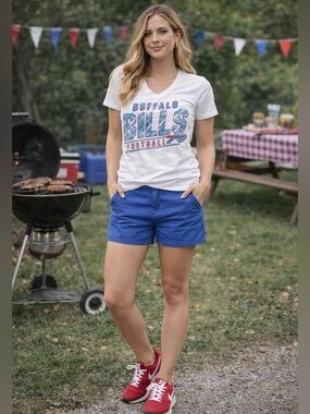 Buffalo Bills Majestic white Tshirt (small) women’s Bills Gear, Bills tee